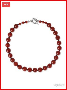 Chunky Beaded Gemstone Necklace with OT Clasp